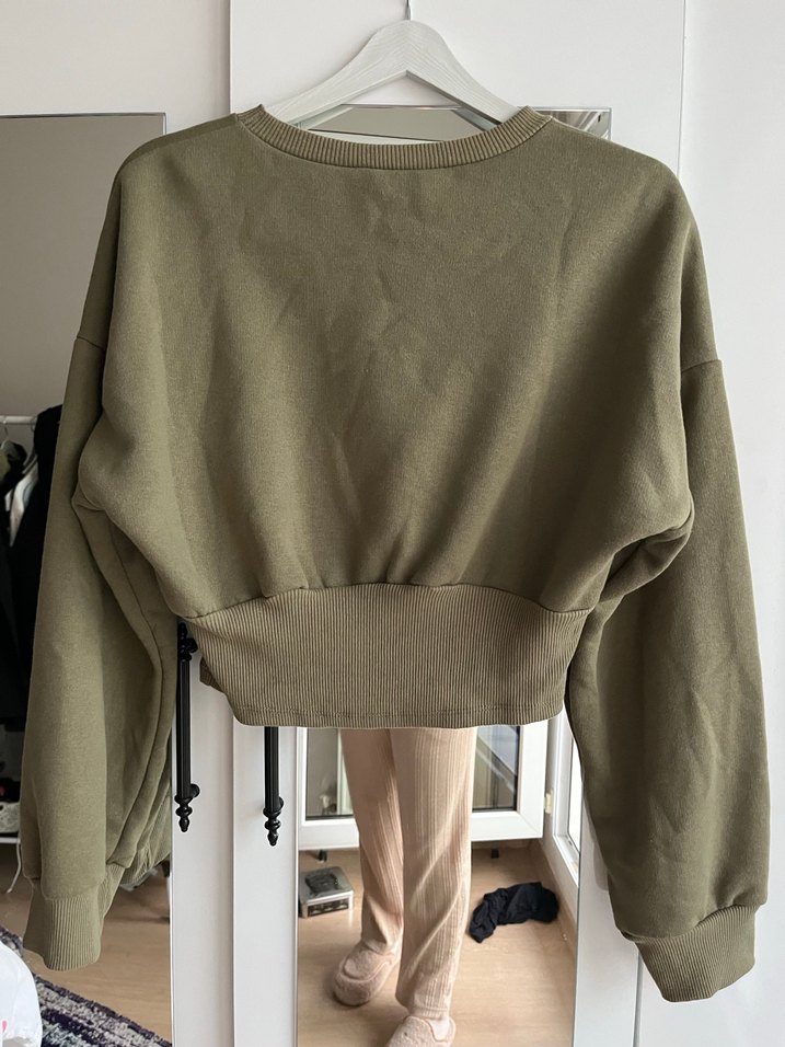 Önü Baskılı Kahverengi Kadın Sweatshirt - Görsel 3