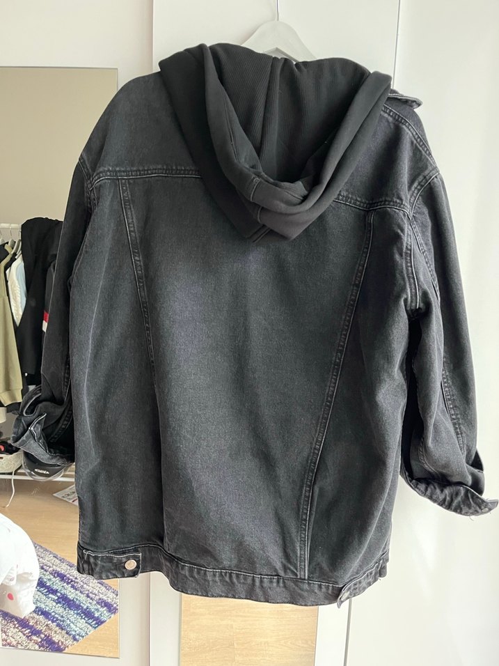 Düğmeli Siyah Denim Kadın Ceket - Görsel 2