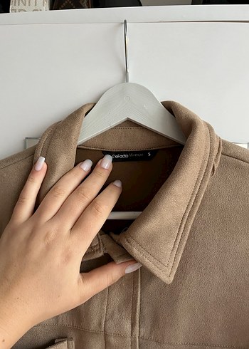 Bej Süet Düğmeli Kadın Ceket - Görsel 2