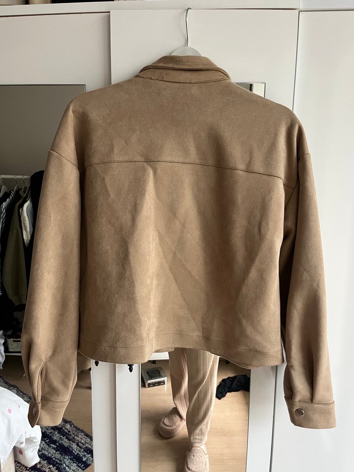 Bej Süet Düğmeli Kadın Ceket - Görsel 3