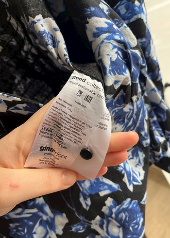 Mavi Çiçek Desenli Drapeli Mini Bluz - Görsel 5