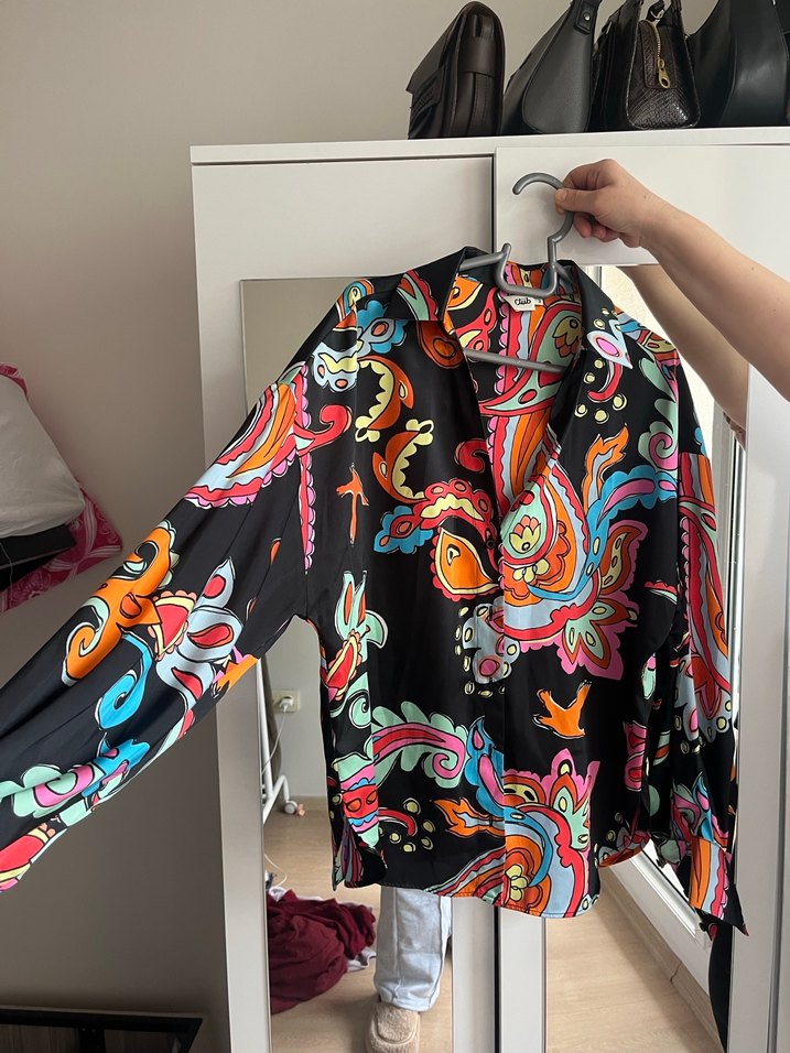 Bohem Çok Renkli Desenli Kadın Gömlek - Görsel 2