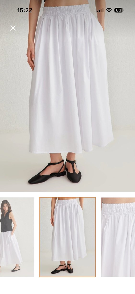 Beyaz Pamuklu Uzun Salaş Etek - Görsel 2