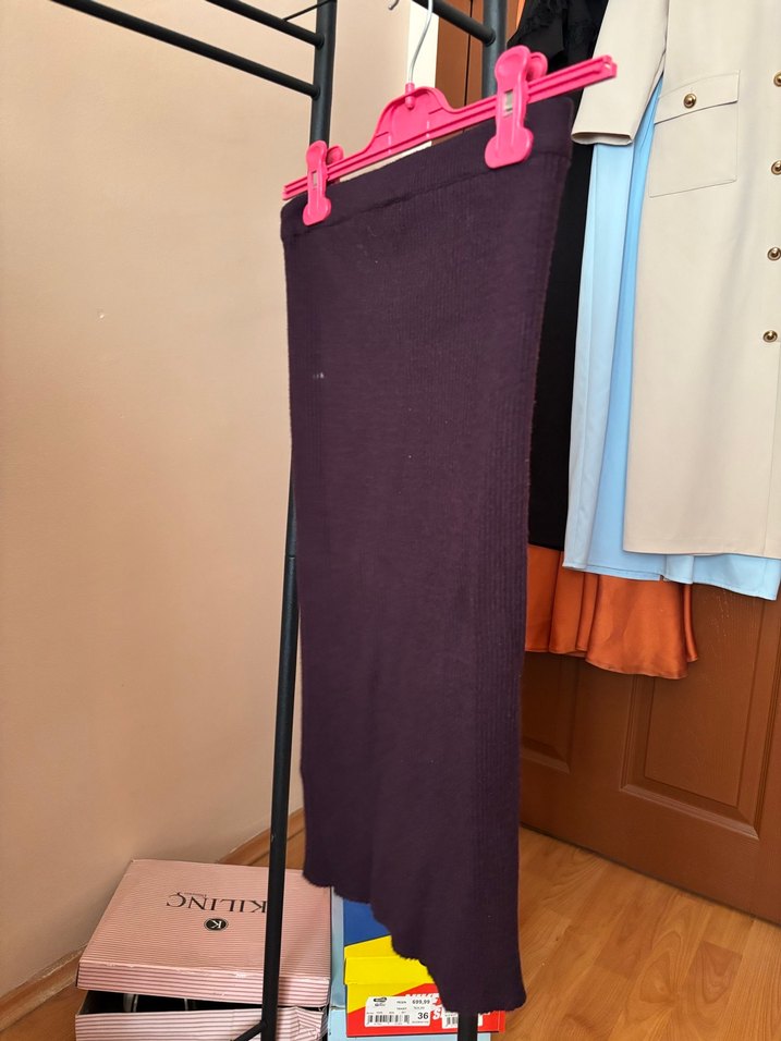 Mor Midi triko etek - Görsel 2