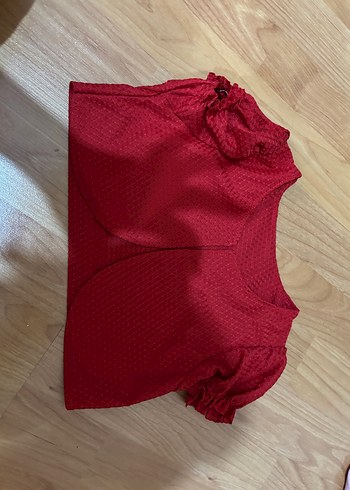 Kız Çocuk Kırmızı Kısa Kollu Bolero - Görsel 2