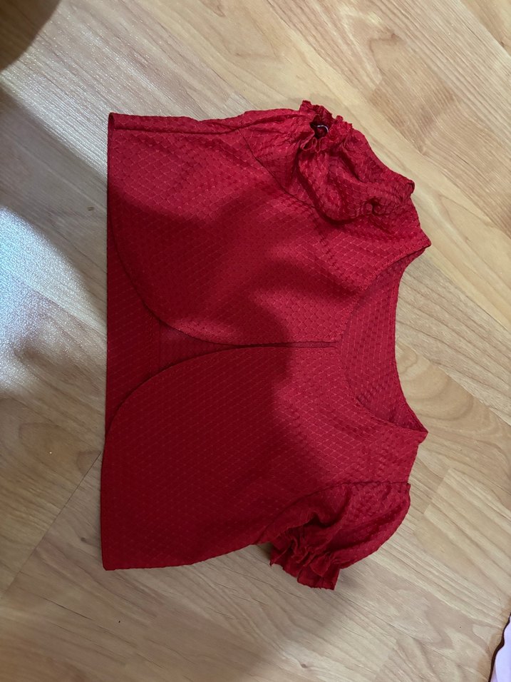 Kız Çocuk Kırmızı Kısa Kollu Bolero - Görsel 2