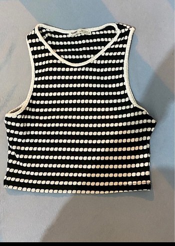 Çizgili Örgü Kolsuz Crop Top