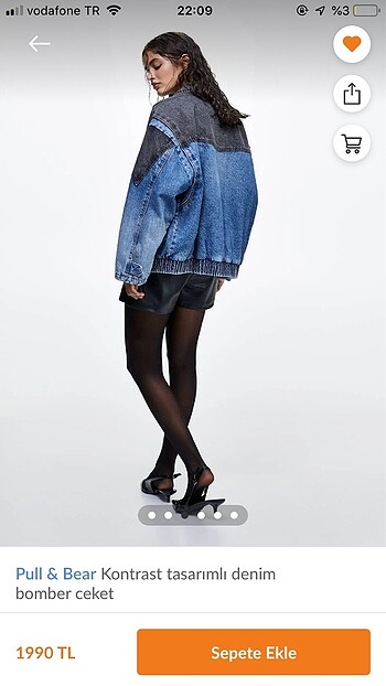 m Beden kontrast denim bomber ceket