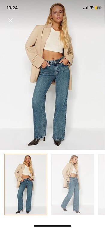 40 Beden trendyolmilla wide leg jean