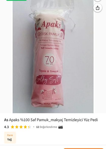 Apaks %100 Saf Pamuk Makyaj Temizleyici Yüz Pedi