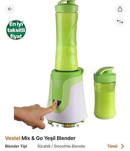 Vestel mix&go yeşil blender