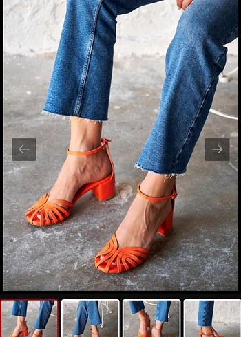 Turuncu Parlak Denim Kadın Topuklu Ayakkabı