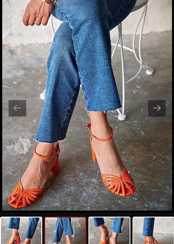 38 Beden Turuncu Parlak Denim Kadın Topuklu Ayakkabı