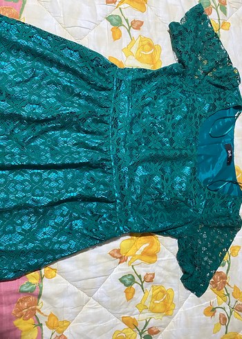 Yeşil Dantel Midi Bohem Kadın Elbise - Görsel 4