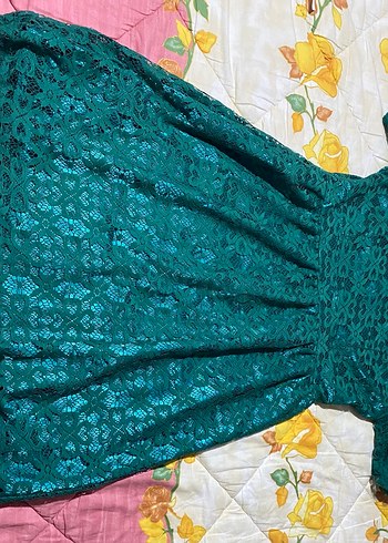 Yeşil Dantel Midi Bohem Kadın Elbise - Görsel 6