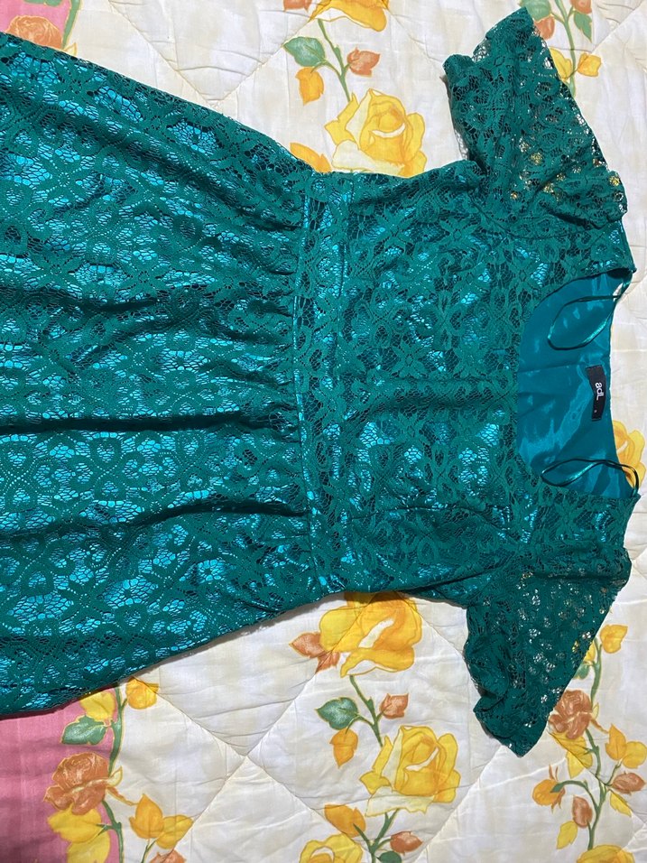 Yeşil Dantel Midi Bohem Kadın Elbise - Görsel 4