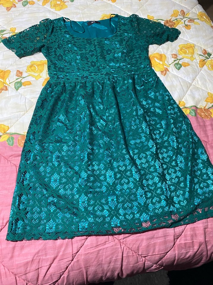 Yeşil Dantel Midi Bohem Kadın Elbise - Görsel 3