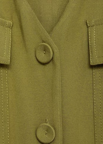 Kadın Kemerli Kolsuz Haki Tulum - Görsel 2