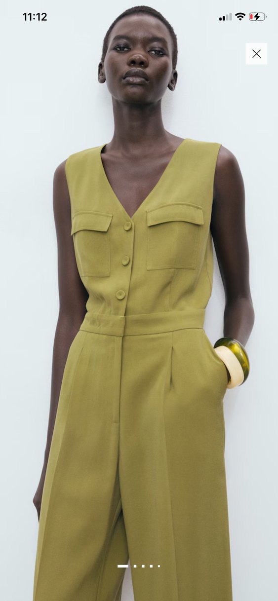 Kadın Kemerli Kolsuz Haki Tulum - Görsel 4