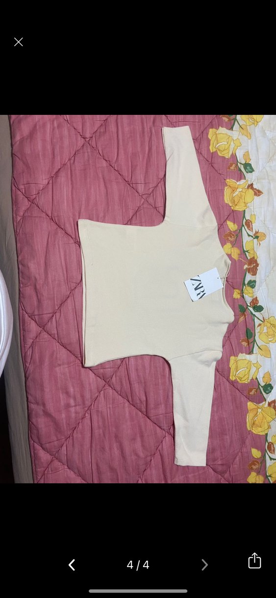 Zara Kız Çocuk Beyaz Pamuklu Uzun Kollu Tişört - Görsel 4