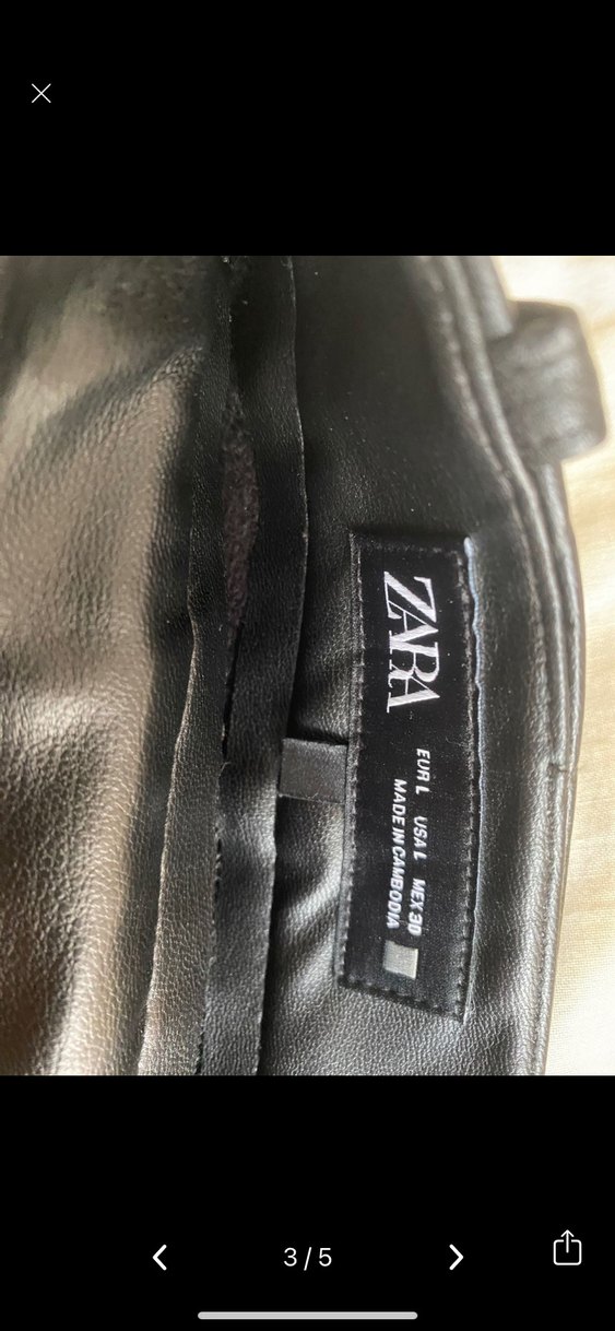 Zara Siyah Deri Mini Şort - Görsel 3