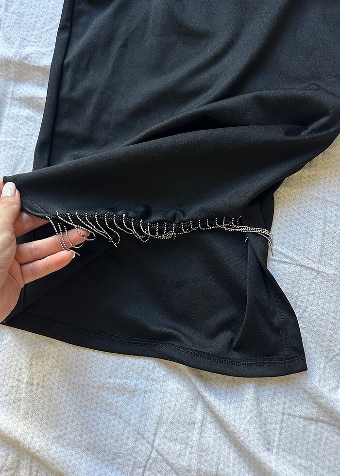 Siyah mini elbise tek kol - Görsel 2