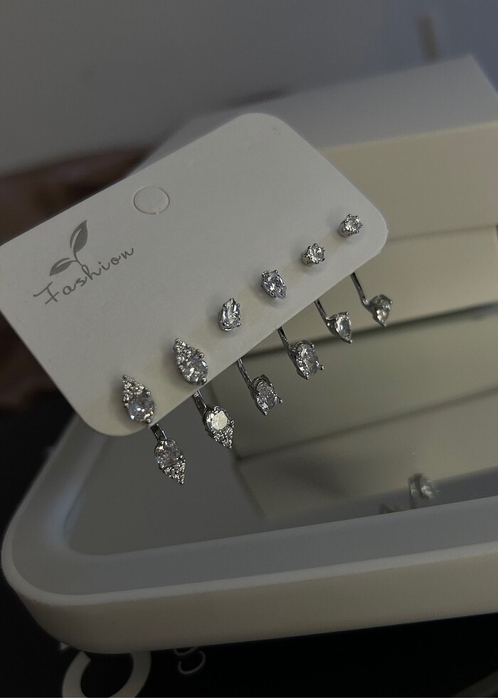 Taşlı 6'lı Küpe Seti - Görsel 2