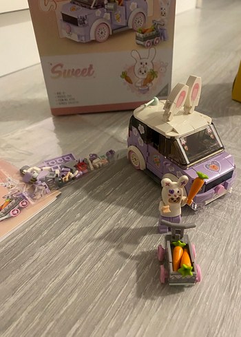 Mor Pastel Oyuncak Araba Tavşan Figürlü