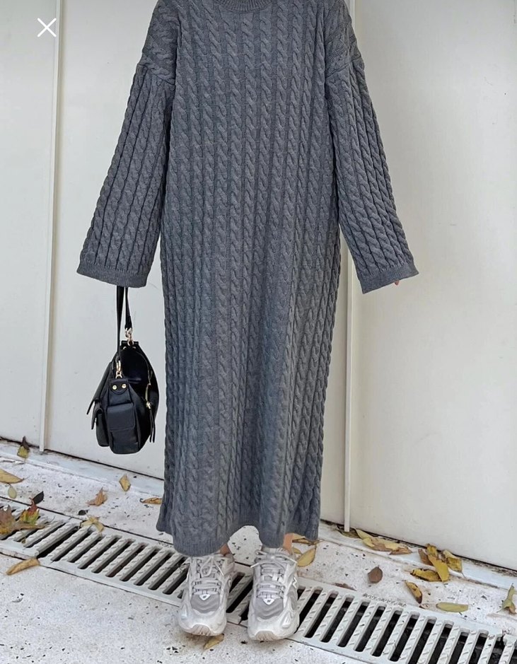 Örgü Uzun Triko Elbise - Görsel 2