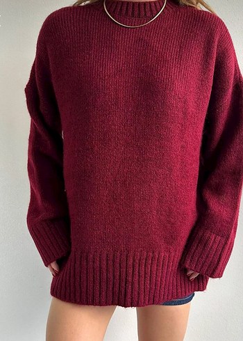 Bordo Kadın Kazak - Görsel 2