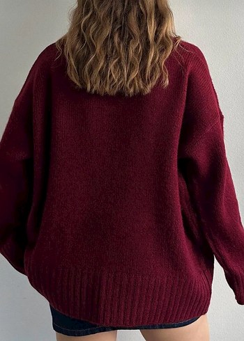 Bordo Kadın Kazak - Görsel 3