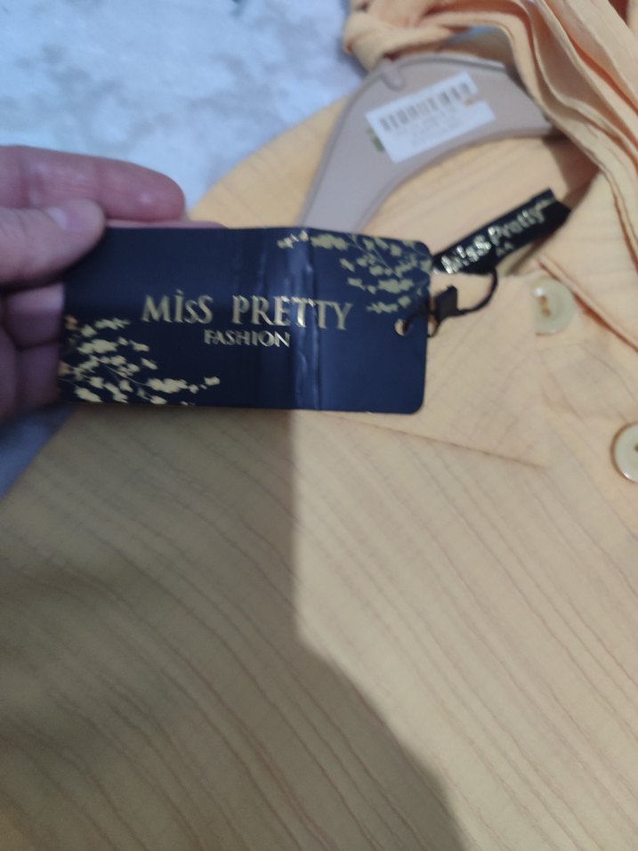 Bej Uzun Kollu Piliseli Keten Kadın Elbise - Görsel 3