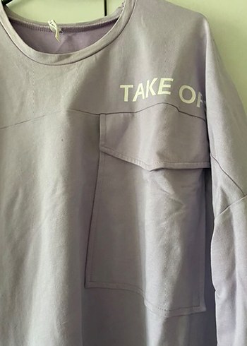 Düğmeli Mor Kadın Uzun Kollu Sweatshirt - Görsel 2