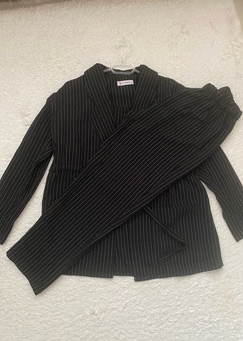 Çizgili Gri Kadın Blazer Ceket - Görsel 2