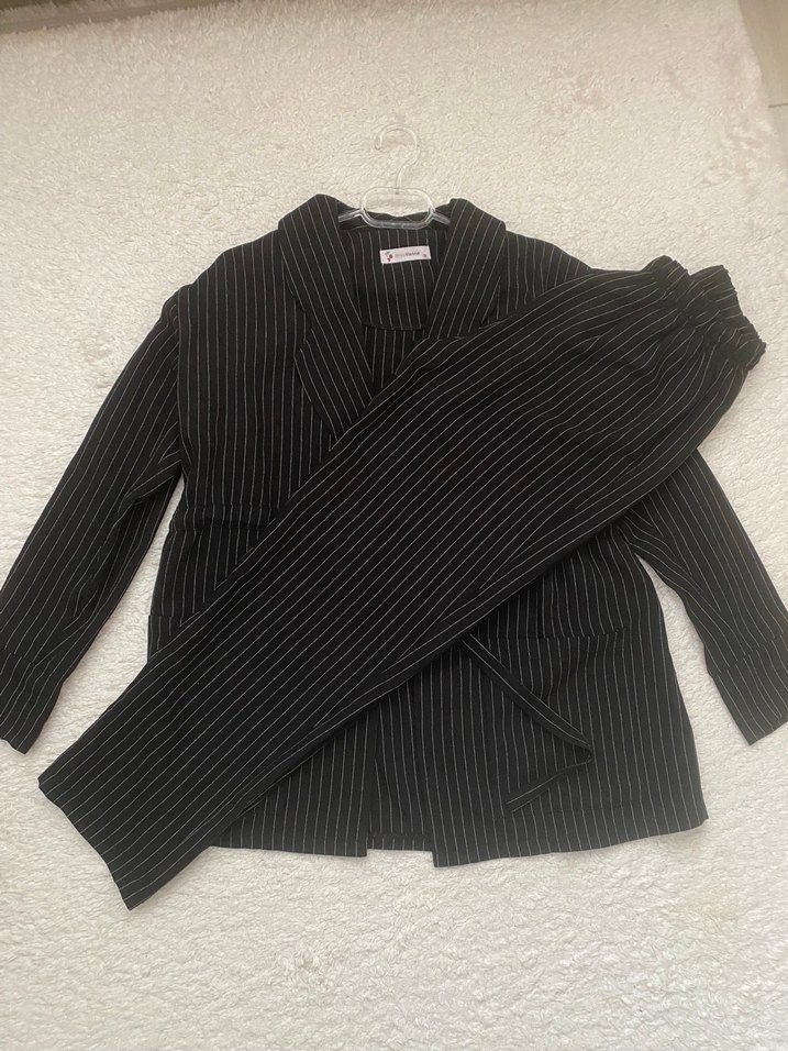 Çizgili Gri Kadın Blazer Ceket - Görsel 2