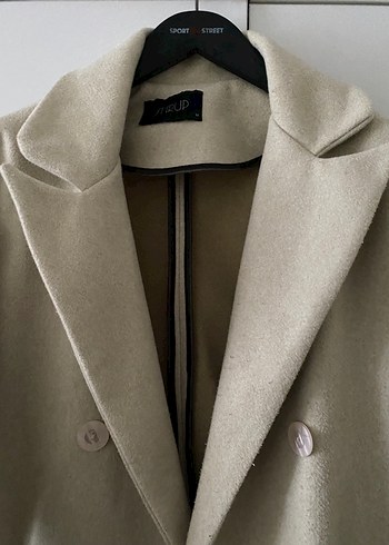 Bej Midi Kaşe Kadın Kaban - Görsel 5