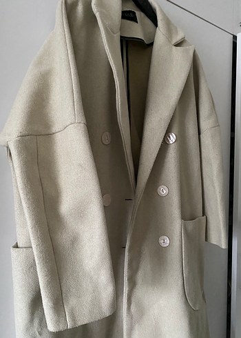 Bej Midi Kaşe Kadın Kaban - Görsel 4