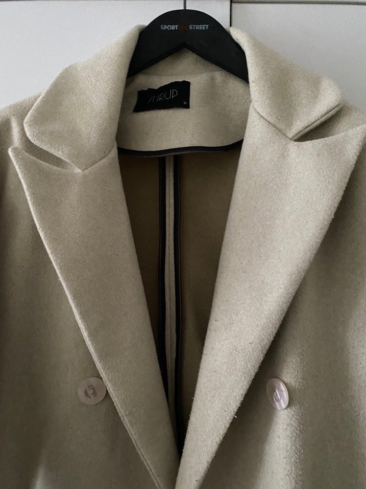 Bej Midi Kaşe Kadın Kaban - Görsel 5