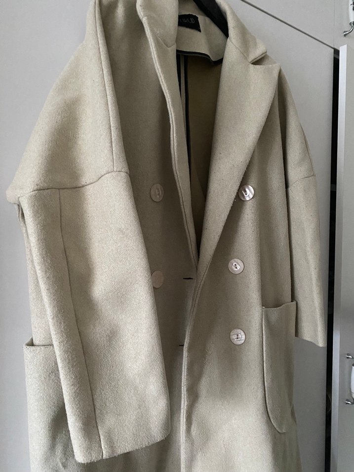 Bej Midi Kaşe Kadın Kaban - Görsel 4