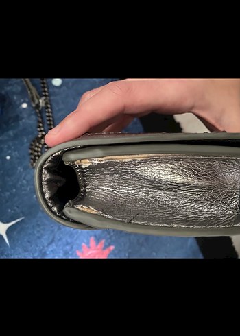 Gri Deri Zincir Detaylı Kadın Çanta - Görsel 6