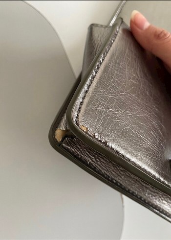 Gri Deri Zincir Detaylı Kadın Çanta - Görsel 5