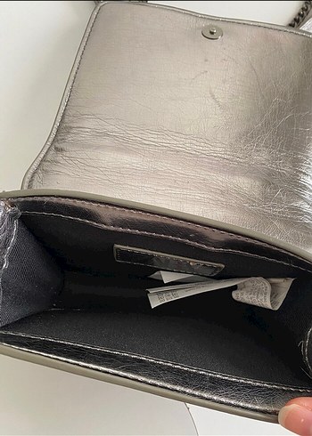 Gri Deri Zincir Detaylı Kadın Çanta - Görsel 3