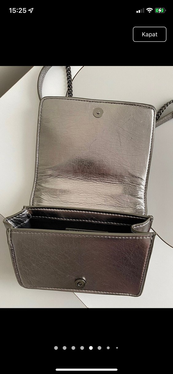 Gri Deri Zincir Detaylı Kadın Çanta - Görsel 4