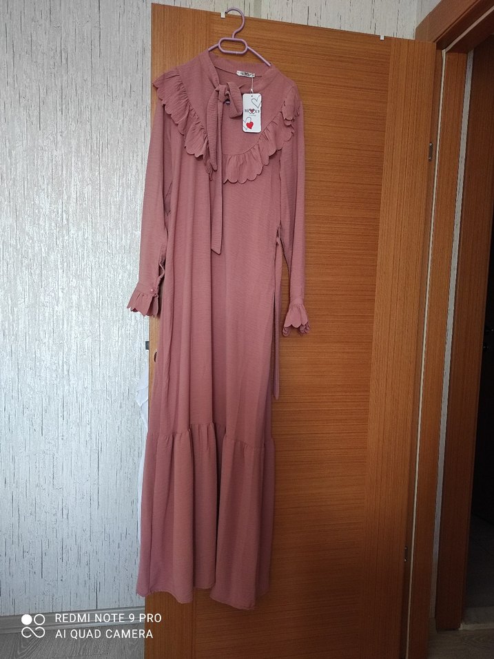 Pembe Fırfırlı  elbise - Görsel 4