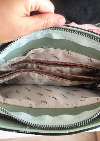 Kareli Tokalı Yeşil Deri Kadın Çanta - Görsel 2