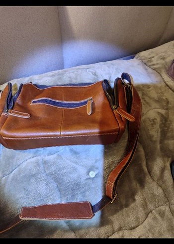 Kahverengi Deri Fermuarlı Kadın Çanta - Görsel 3