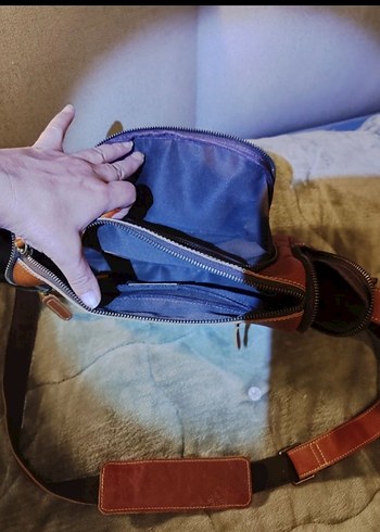 Kahverengi Deri Fermuarlı Kadın Çanta - Görsel 4