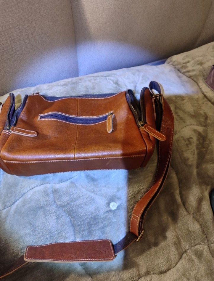 Kahverengi Deri Fermuarlı Kadın Çanta - Görsel 2