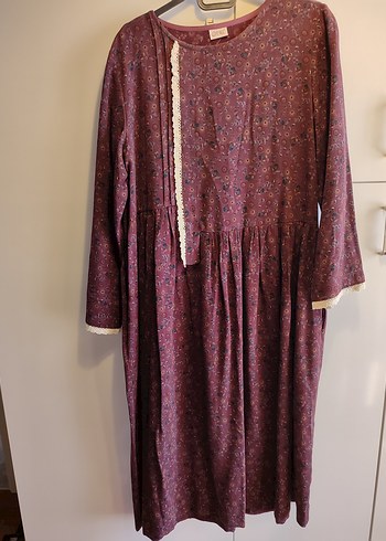 Bordo Bohem Düğmeli elbise - Görsel 2