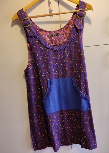 Bohem Mor elbise Püsküllü V Yaka - Görsel 2